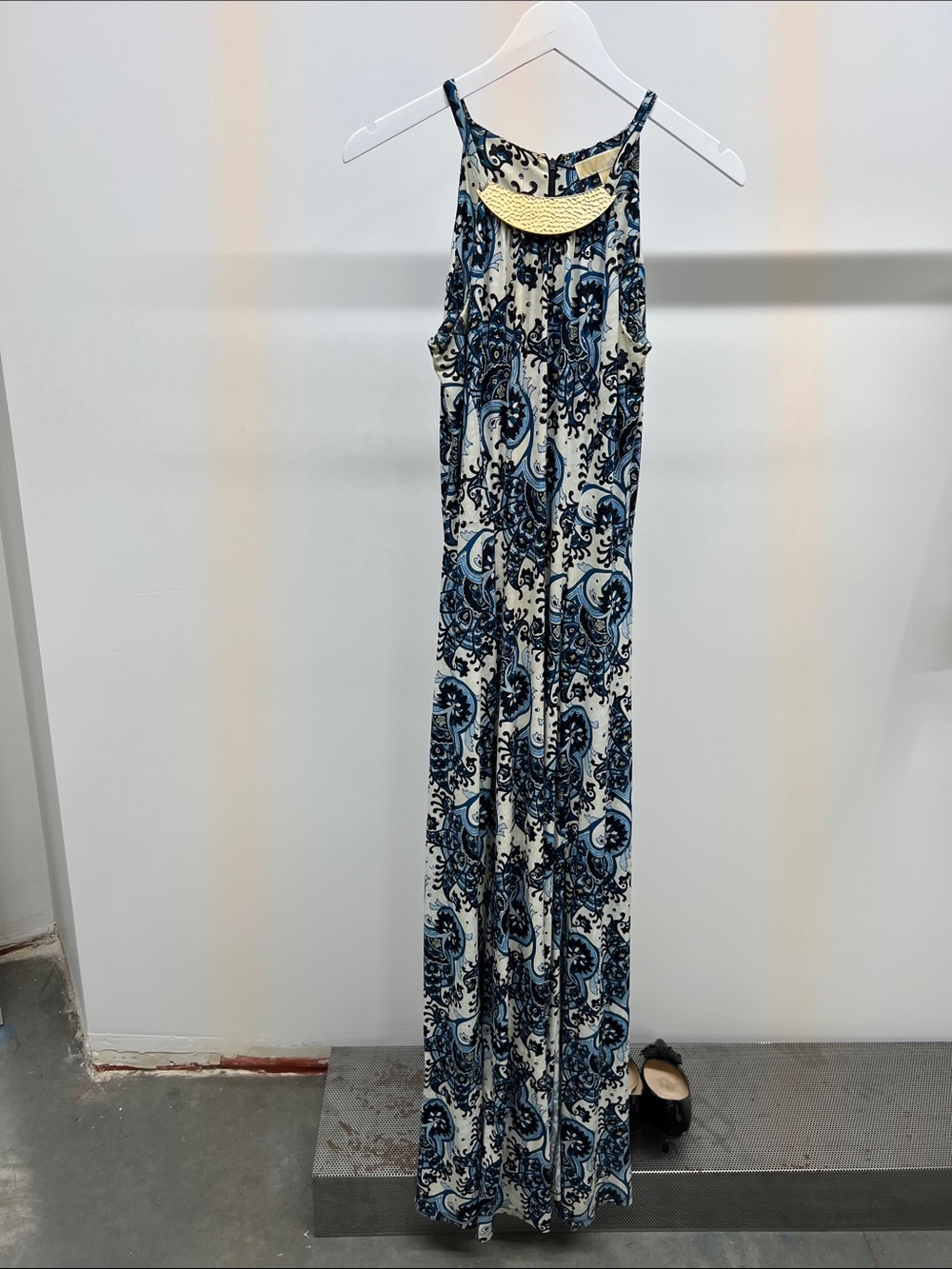 MICHAEL Michael Kors Blue and White Paisley Maxi Dress